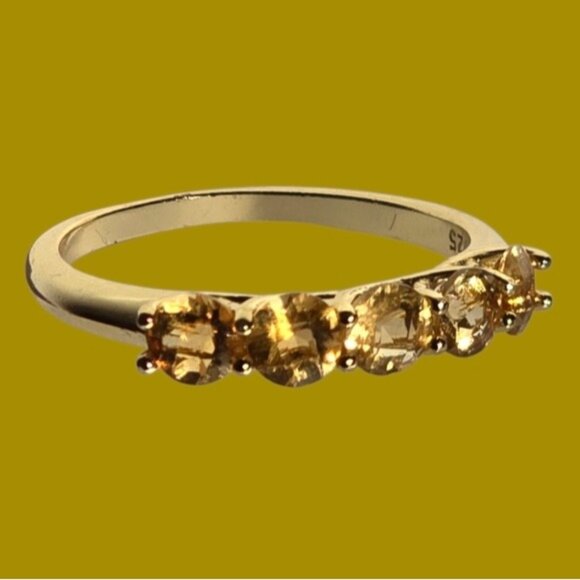 925 Sterling Silver Ring with Natural Citrine 4x4mm Gemstone - Picture 8 of 11
